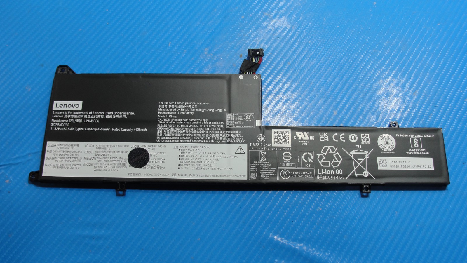 Lenovo IdeaPad 16” Flex 5 16IAU7 OEM Battery 11.52V 52.5Wh 4558mAh L21M3PE0 99% Lenovo IdeaPad 16” Flex 5 16IAU7 OEM Battery 11.52V 52.5Wh 4558mAh L21M3PE0 99%