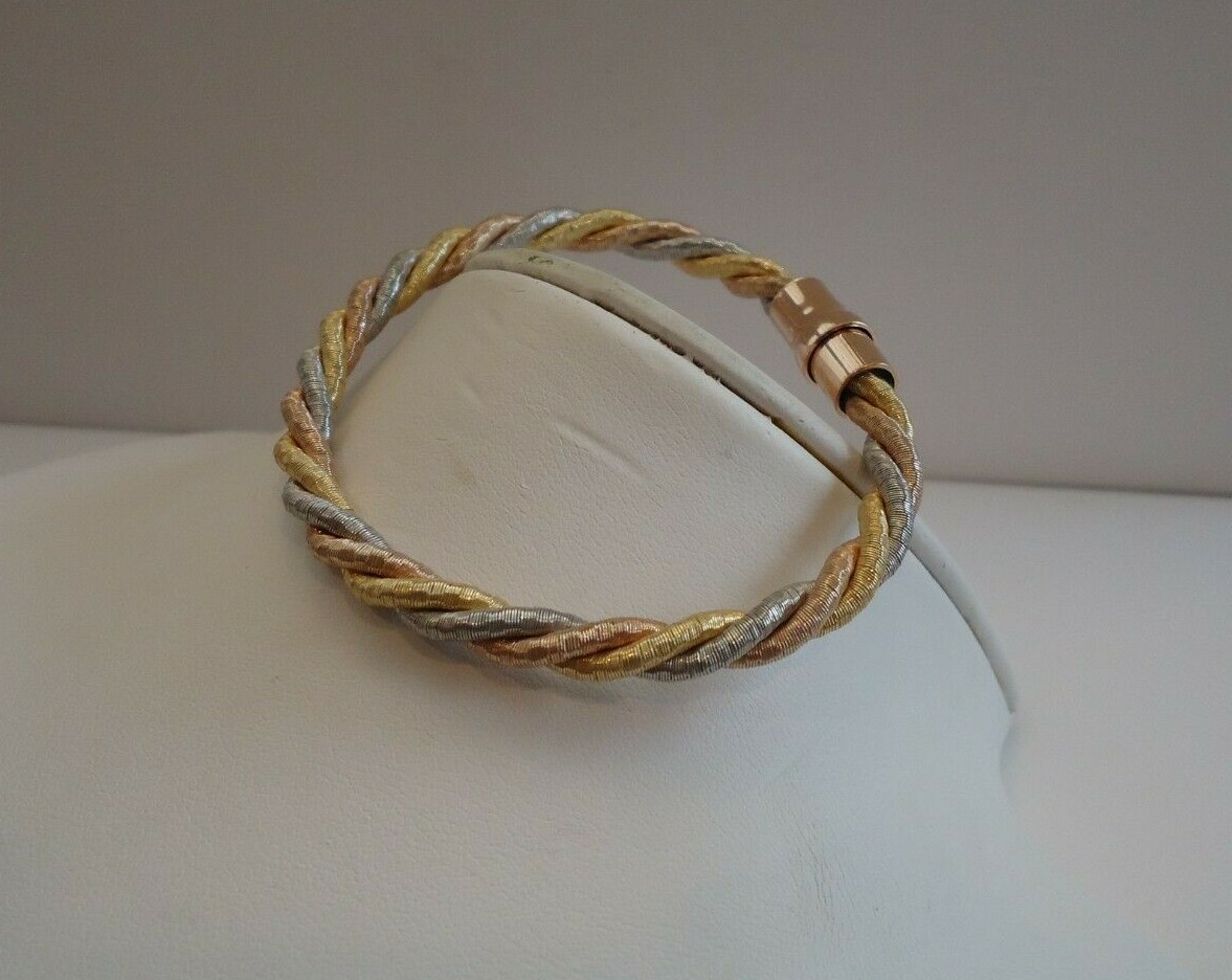 MULTI-TONE TWIST ROPE ITALIAN MADE BRACELET / 925 STERLING SILVER / 7\'\' LONG MULTI-TONE TWIST ROPE ITALIAN MADE BRACELET / 925 STERLING SILVER / 7\'\' LONG