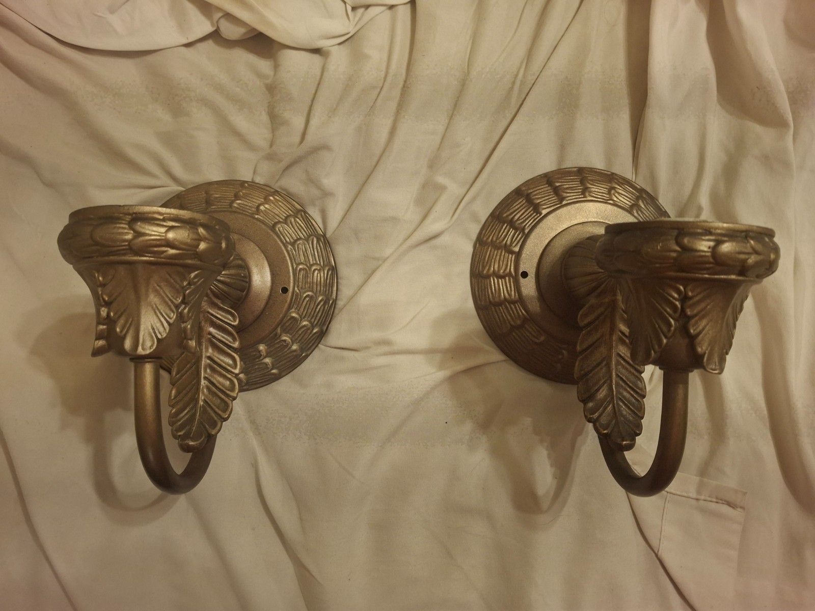 Vintage pair  faux Bronze Sconces NOS