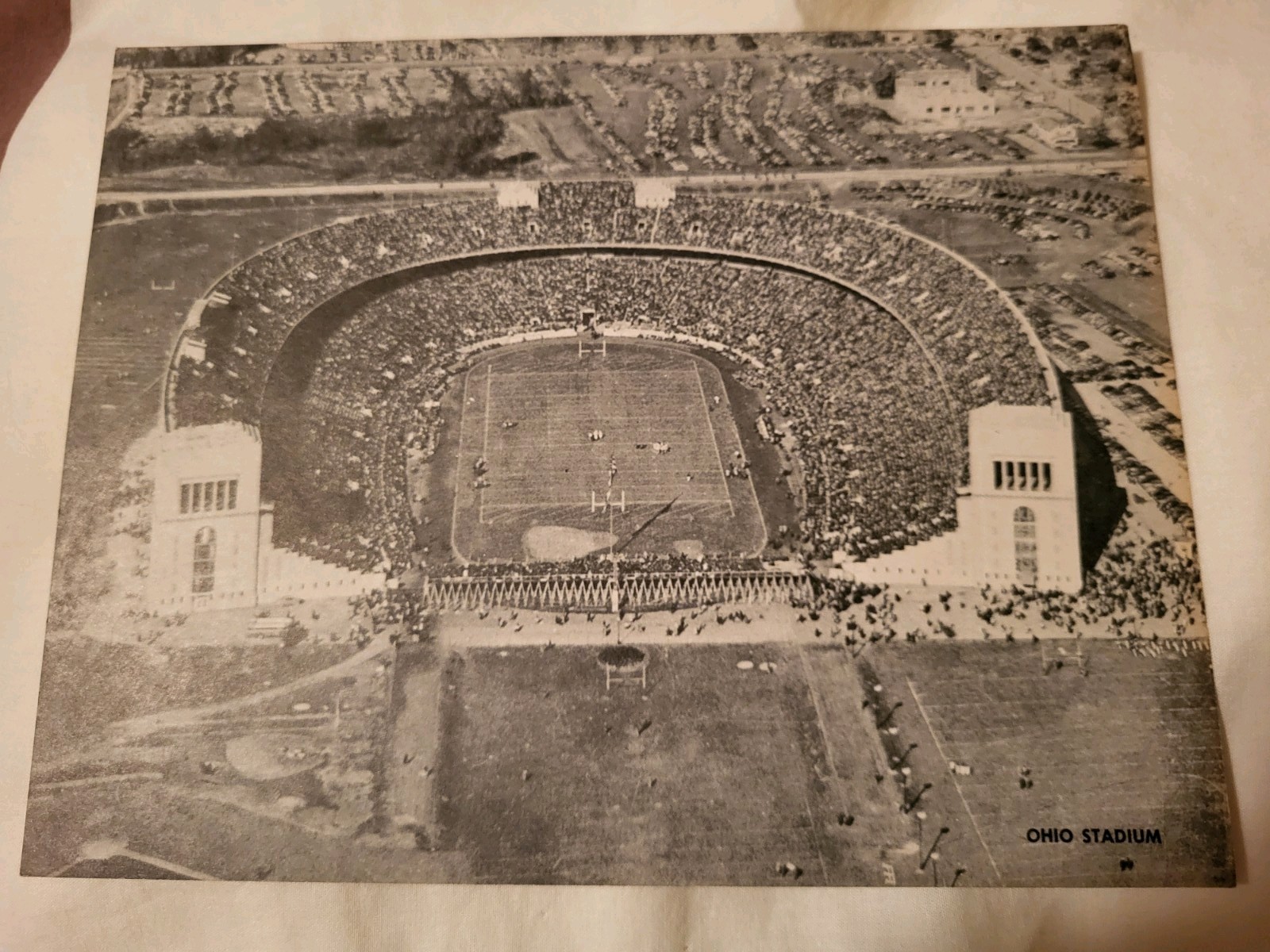 Vintage Ohio Stadium Jumbo Postcard OSU Buckeyes Horseshoe H & S SPEC
