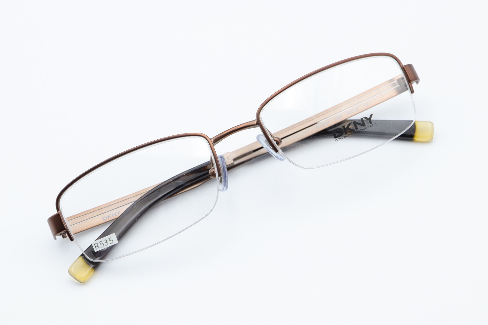 DKNY DY 5631 1192 Satin Brown 52-18-135 Half Rim Rectangle Eyeglass Frames R535