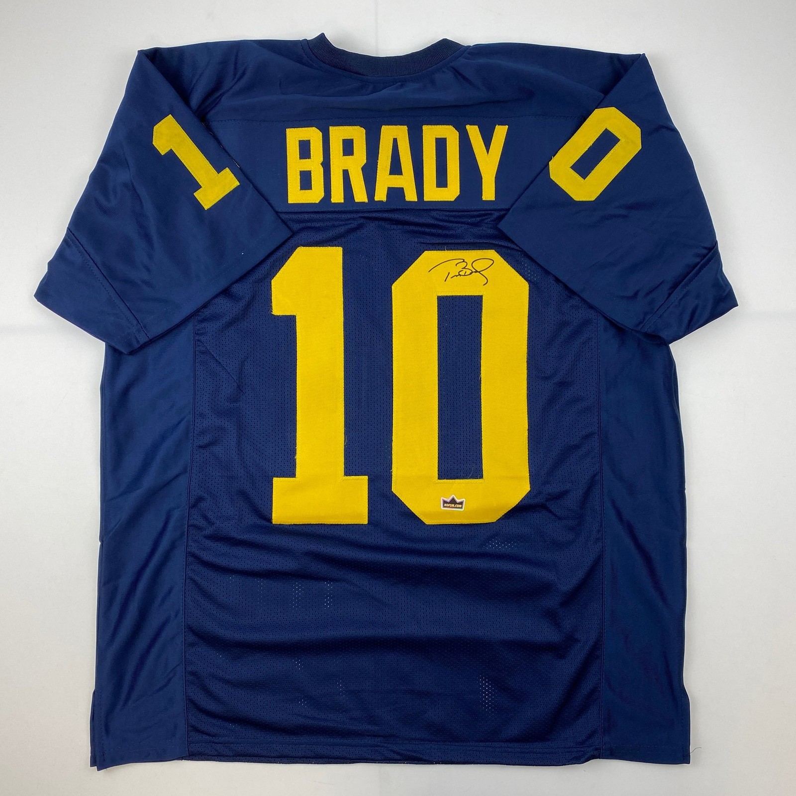 Facsimile Autographed Tom Brady Michigan Blue Reprint Jersey Size Men's XL