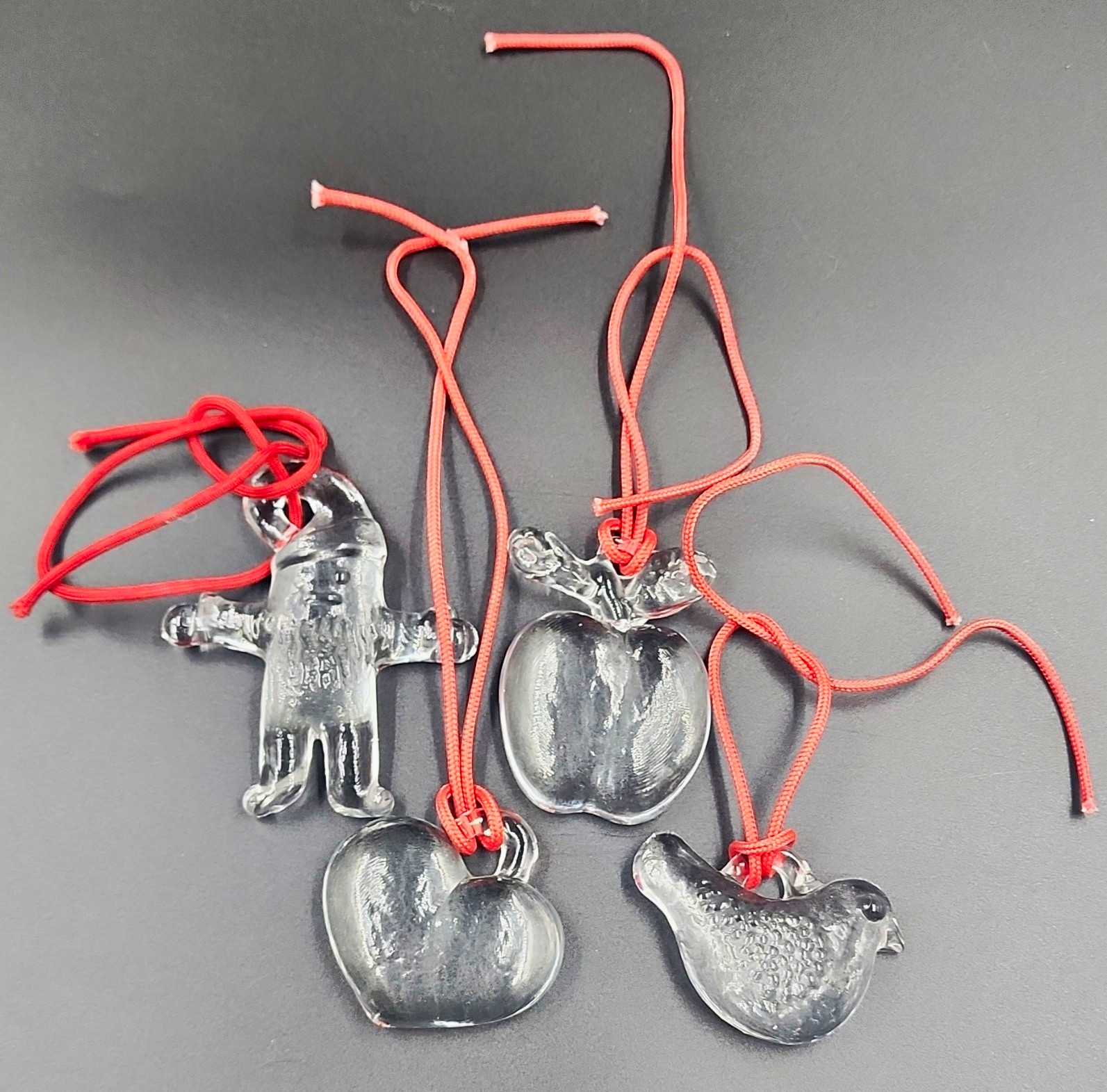 Vintage Kosta Boda Sweden Crystal Christmas Ornaments Set of 4 - Bertil Vallien\