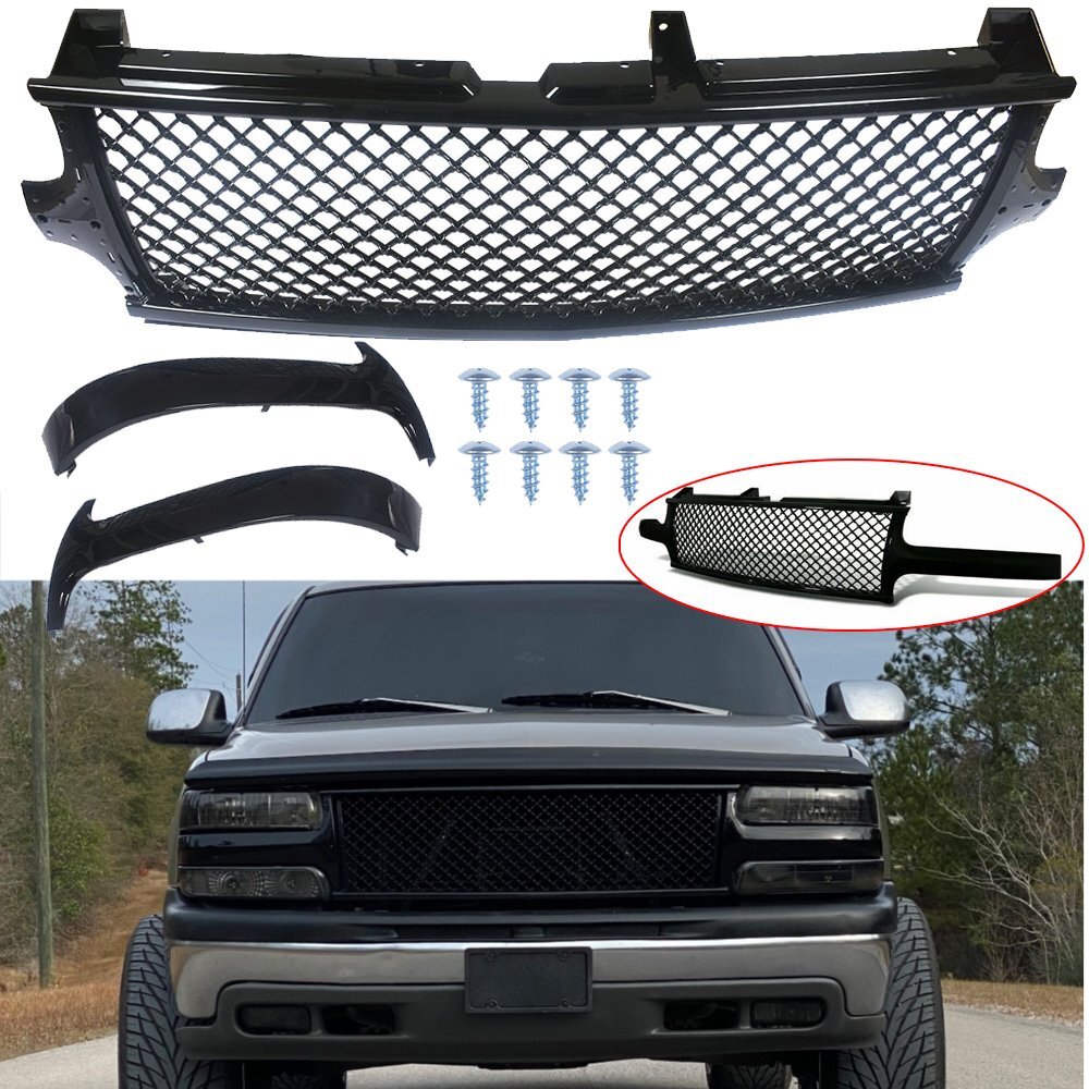 Front Bumper Grille For Silverado 1999-2002 For Tahoe Suburban 00-06 Black