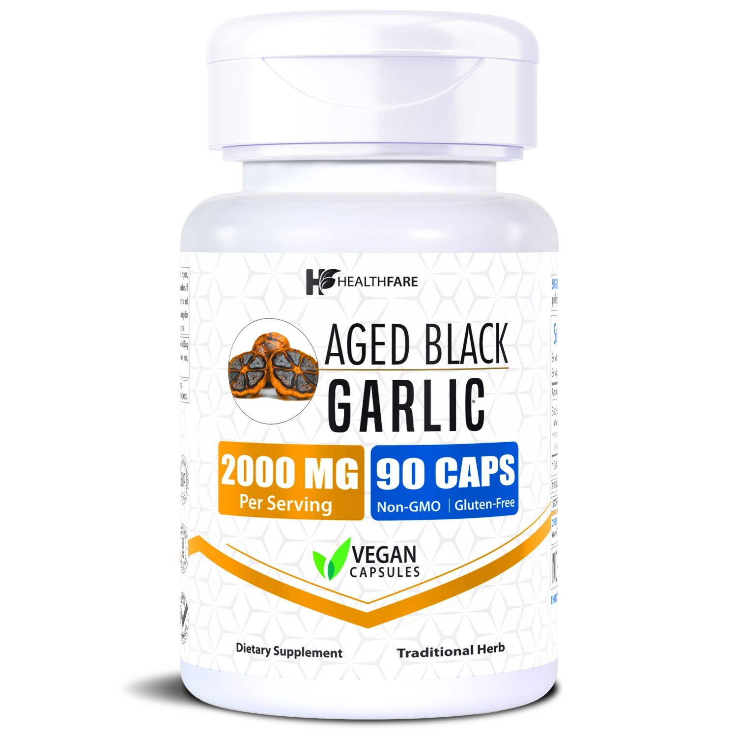 HealthFare Fermented Aged Black Garlic Extract 2000mg | 90 Caps | Non-GMO