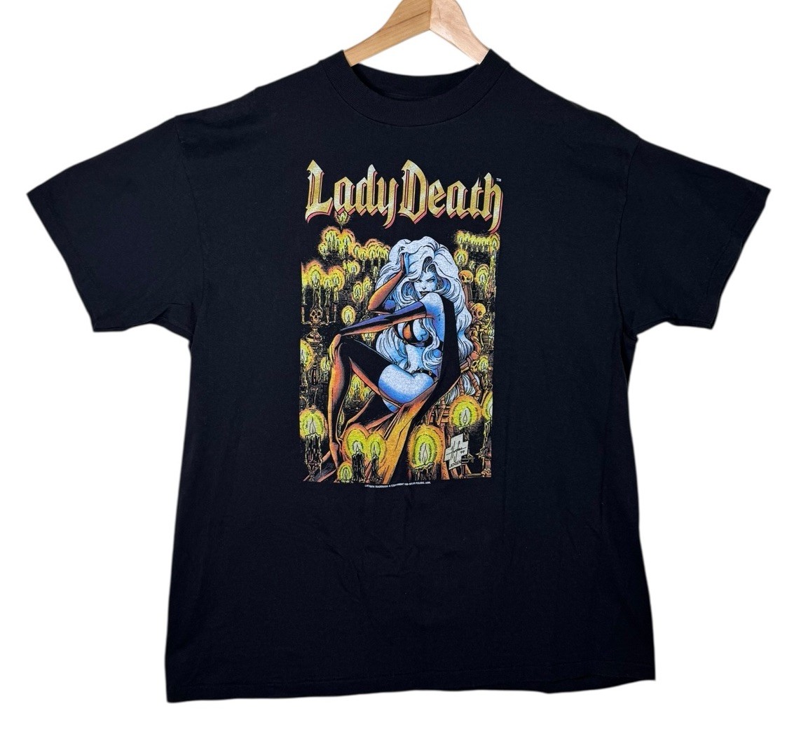 VTG 1994 Lady Death T-Shirt Short Sleeve Shirt Black Single Stitch Adult Size XL