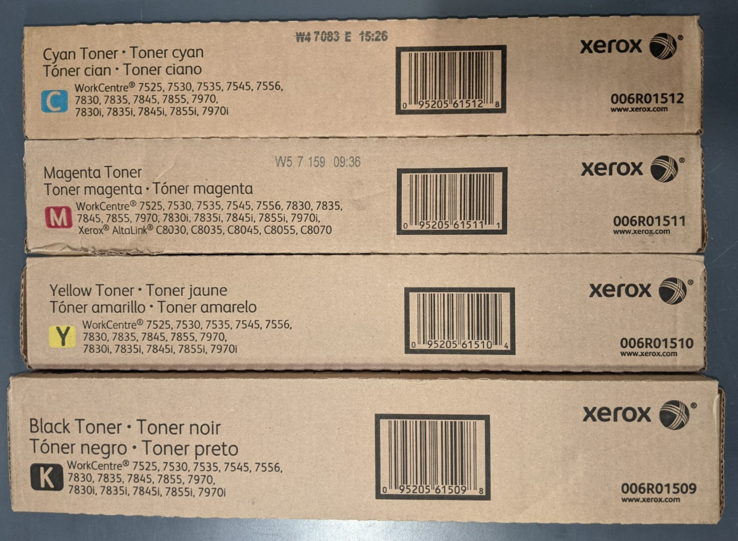 Xerox Genuine Toner Set - CMYK for 7525 7530 7535 7545 7556 7830 7845