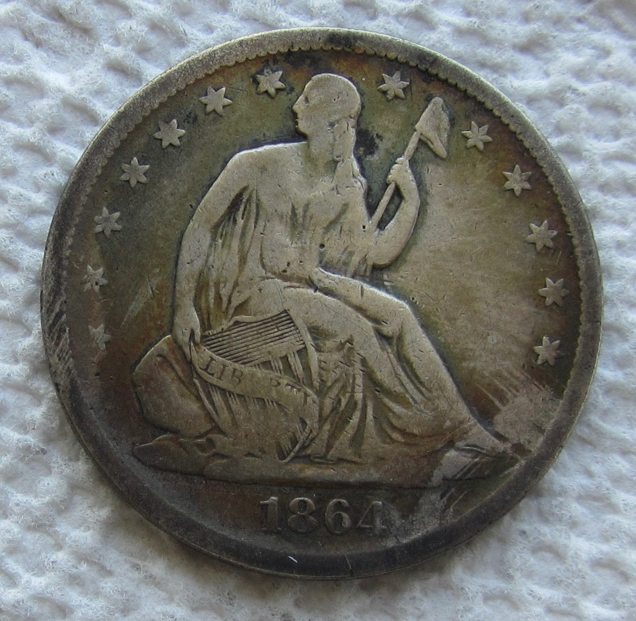 1864-S Seated Liberty Half Dollar Rare Key Civil War Date VF Cleaned Scratched