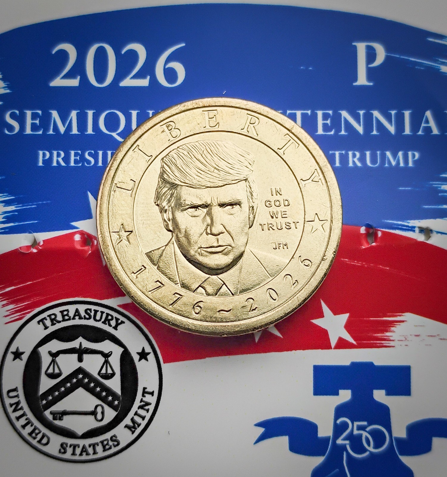 🇺🇲USA 250 President Donald J. Trump 2026 $1 Dollar Semiquincentennial Coin