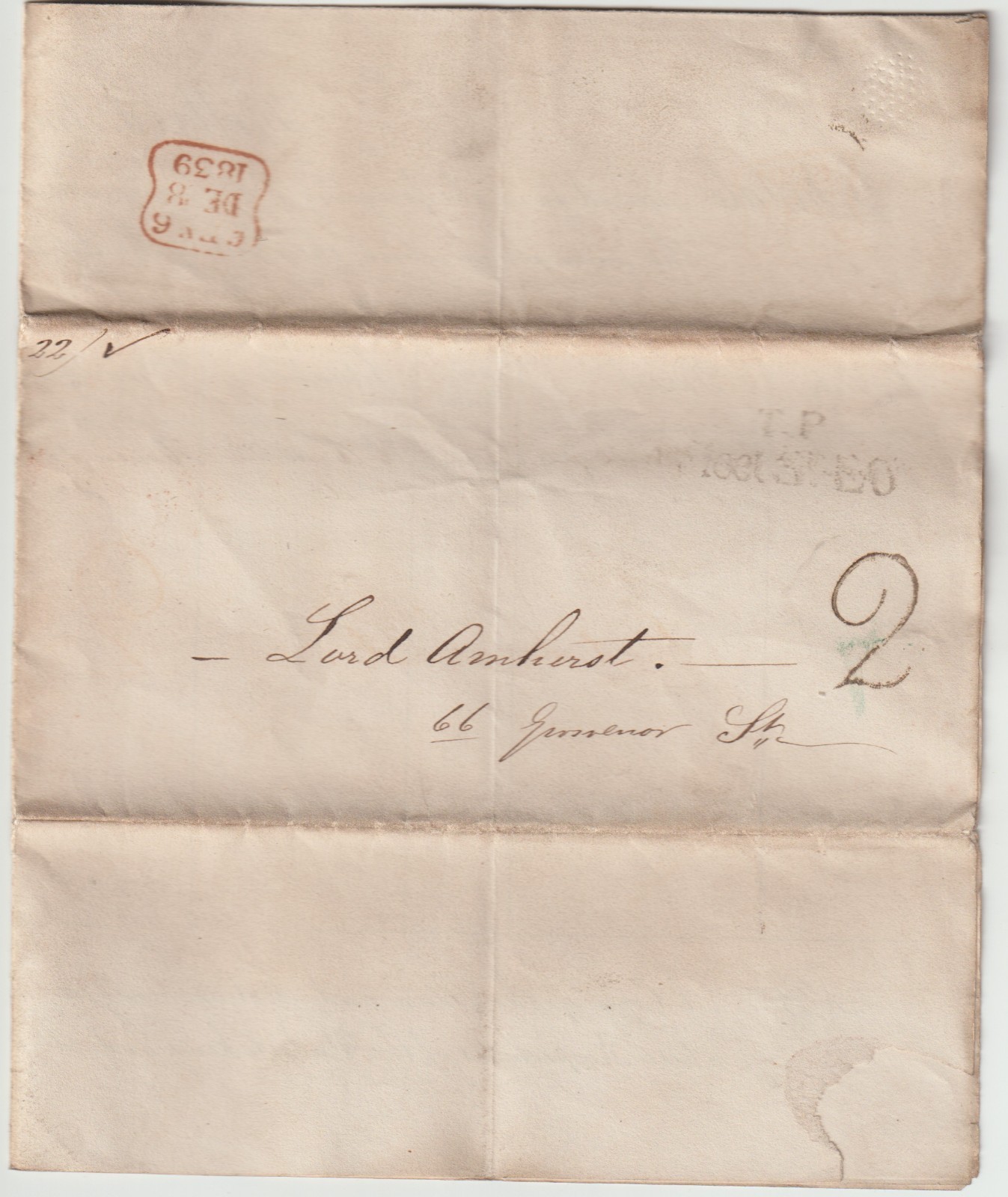 1839 DEC 8 TP FLEET St 2d RATE IN UNIFORM 4d POST HOLBORN IMPROVEMENTS CIRCULAR