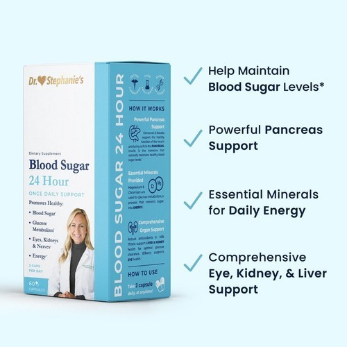 Dr Stephanie's Blood Sugar Support 24 Hour Once Daily 60ct Exp 2028 Supplement