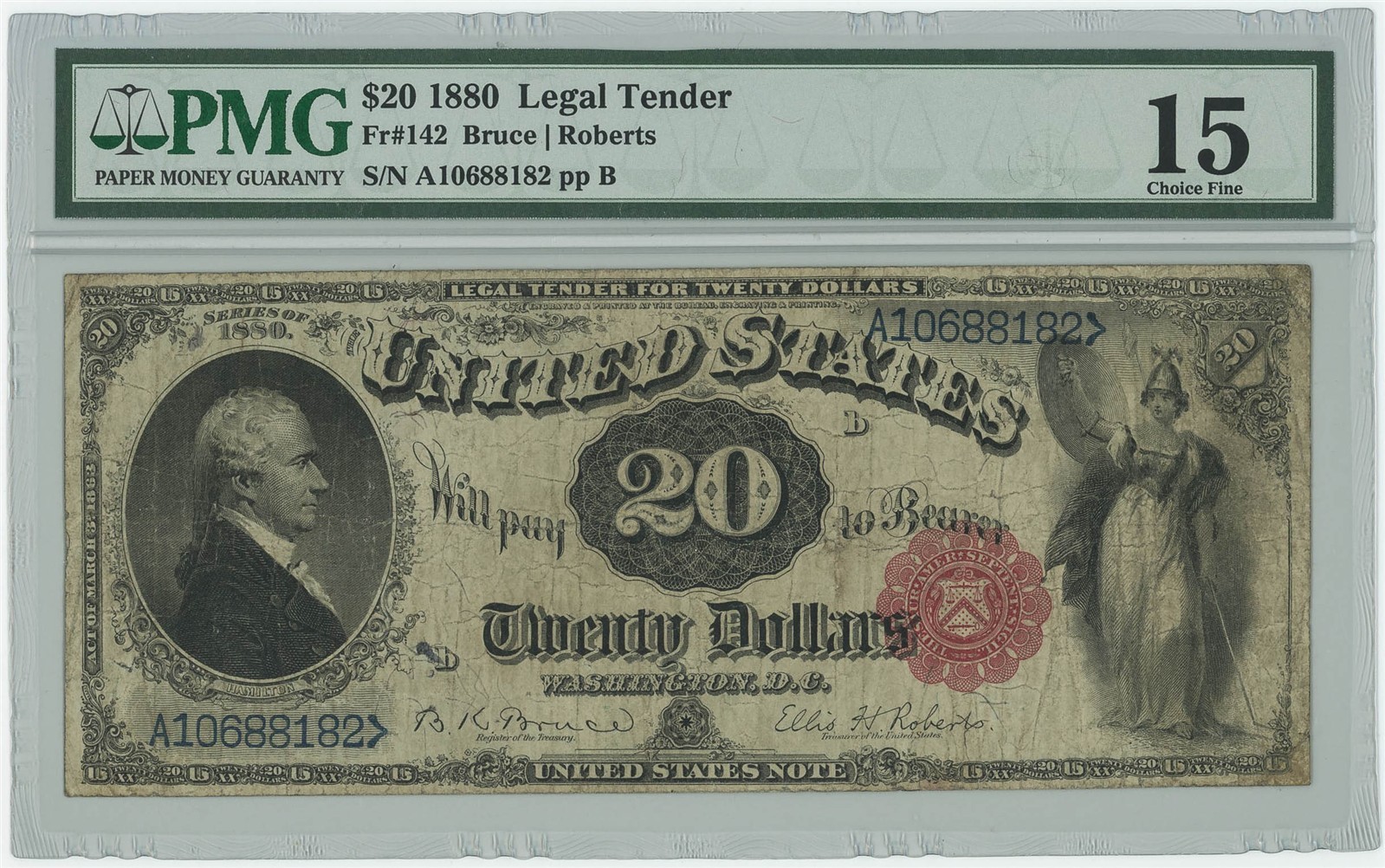 FR#142 $20 1880 Legal Tender CH F15 PMG 951823-3 FR#142 $20 1880 Legal Tender CH F15 PMG 951823-3
