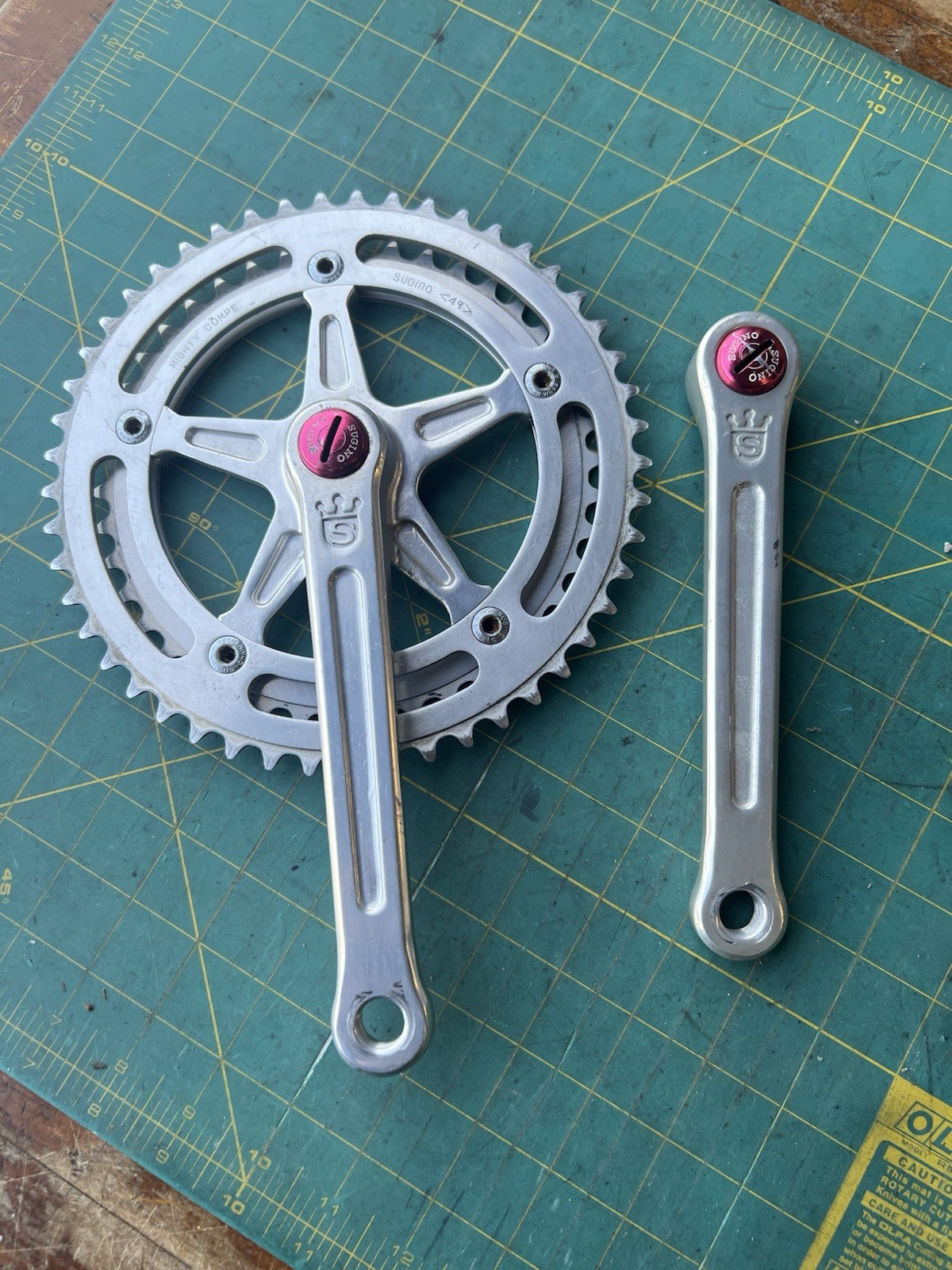 vintage Sugino Mighty Compe CrankSet 171mm Road Double 49/42T 144 BCD