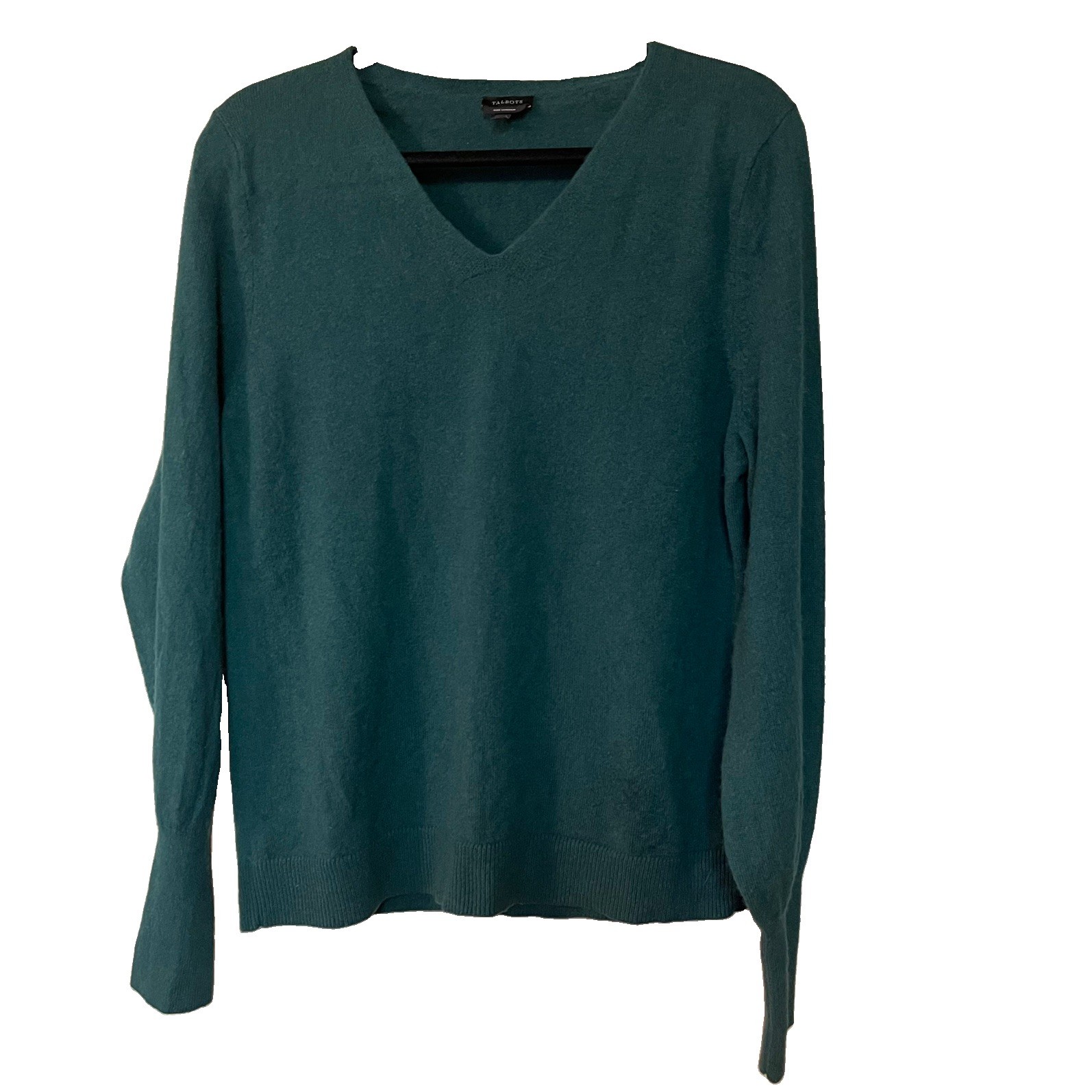 TALBOTS Pure Cashmere Sweater Women X-Large Teal Green V-Neck Soft Luxury TALBOTS Pure Cashmere Sweater Women X-Large Teal Green V-Neck Soft Luxury