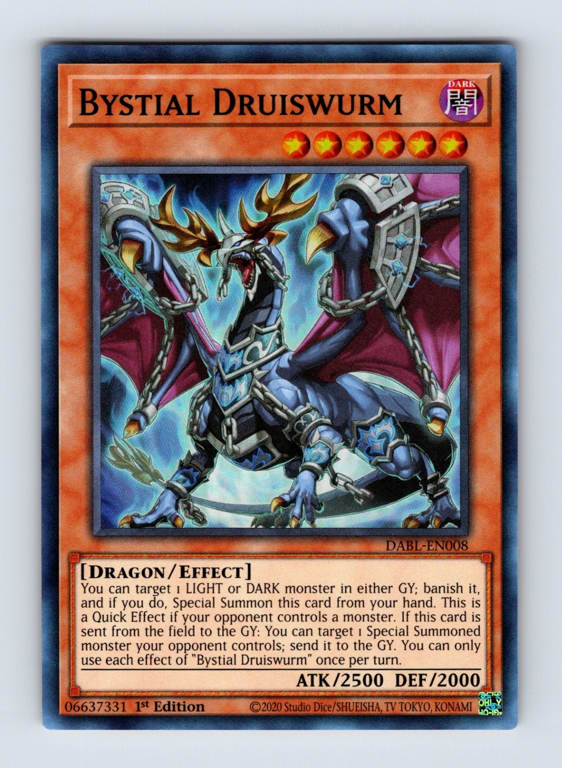 Bystial Druiswurm Super Rare Darkwing Blast DABL-EN008 NM/LP Bystial Druiswurm Super Rare Darkwing Blast DABL-EN008 NM/LP