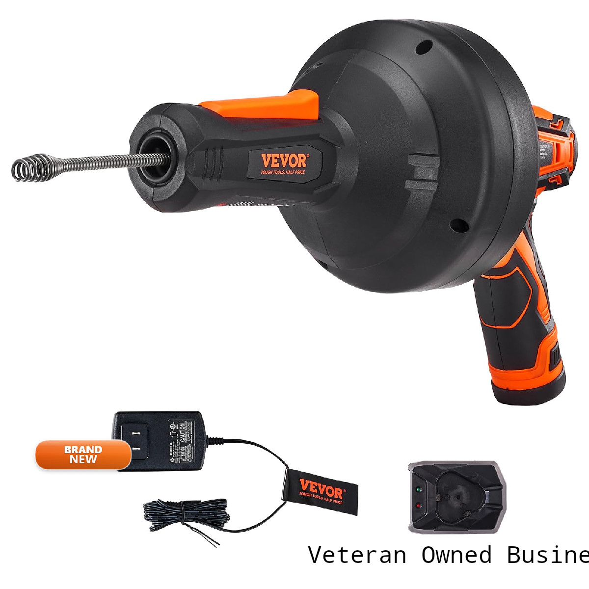 Vevor 12V Electric Drain Auger 25Ft Cordless Plumbing Snake Auto Feed Pipeline