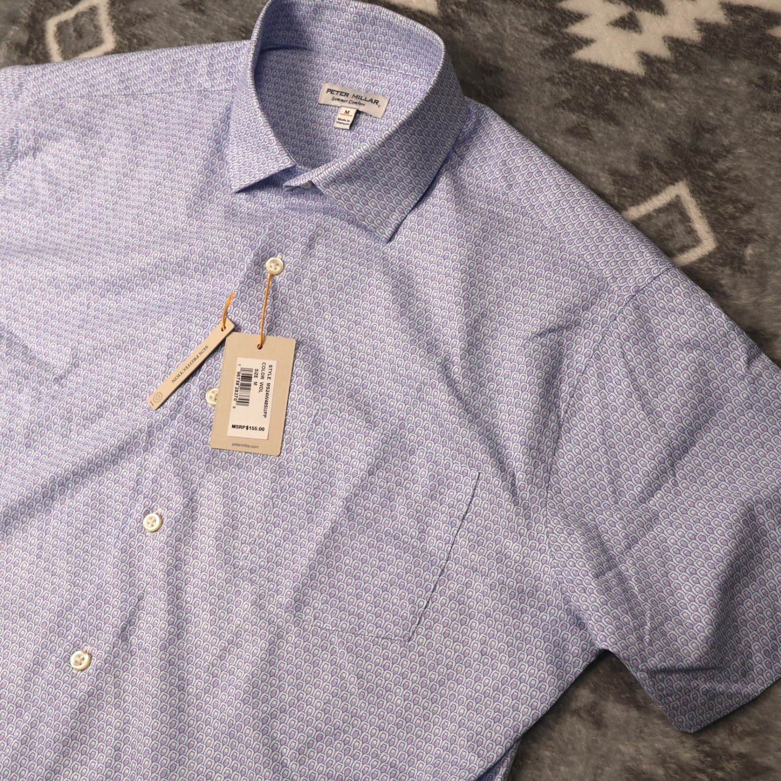 Peter Millar Summer Comfort Shirt Mens Medium Blue Wine Glass Print MS24W48SUPP Peter Millar Summer Comfort Shirt Mens Medium Blue Wine Glass Print MS24W48SUPP