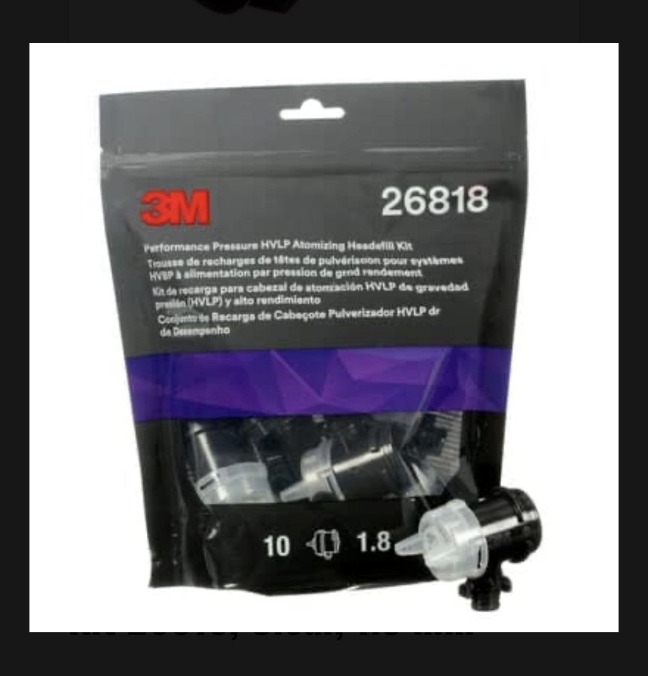 3M Performance Pressure HVLP Atomizing Head Refill Kit 26818, Clear,1.8, 10 pack 3M Performance Pressure HVLP Atomizing Head Refill Kit 26818, Clear,1.8, 10 pack