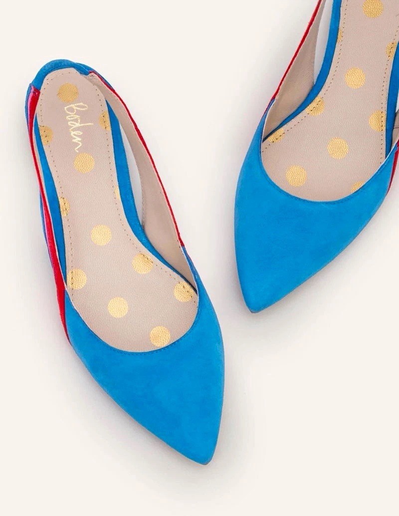 Boden Louisa Flat Slingback Flats Blue Red Pink Stripes NWOT Casual Shoes US 8