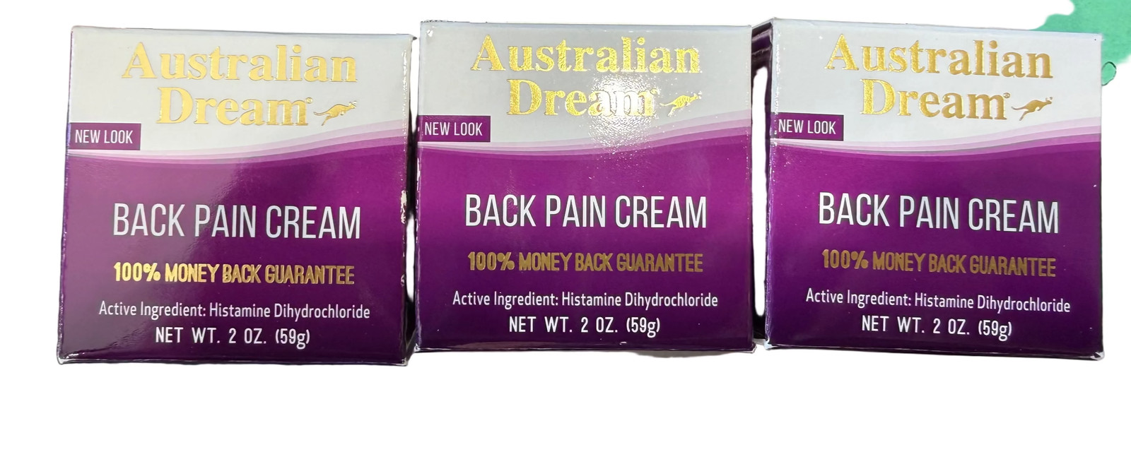 3X 11/26 Australian Dream Back Pain Cream, Soothing, Non-Greasy, Muscle Relief,