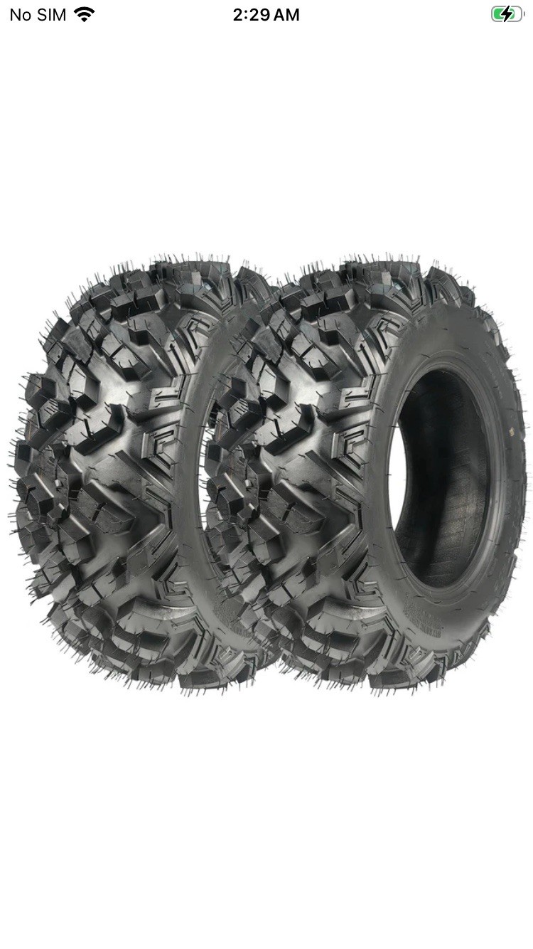 Heavy Duty 6-Ply Tubeless ATV/UTV Tires Set Fits 25x8-12, 12