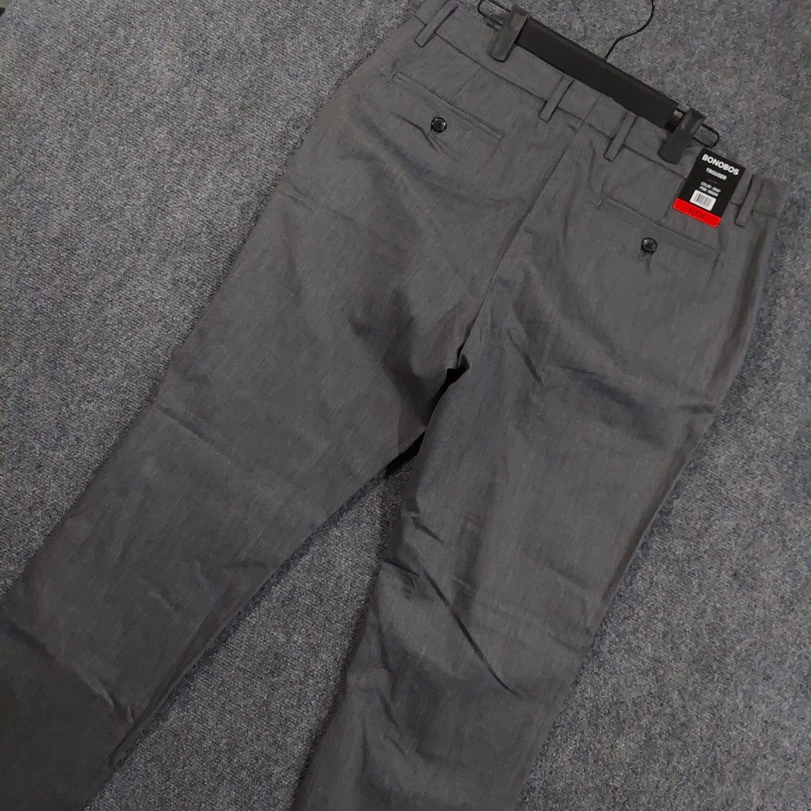 NEW Bonobos Dress Pants Mens 34x32 Gray Slim Stretch Canvas Trouser Business