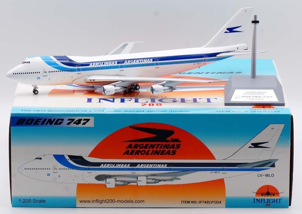 Inflight IF742LV1224 Aerolineas Argentinas 747-200 LV-MLO Diecast 1/200 Model