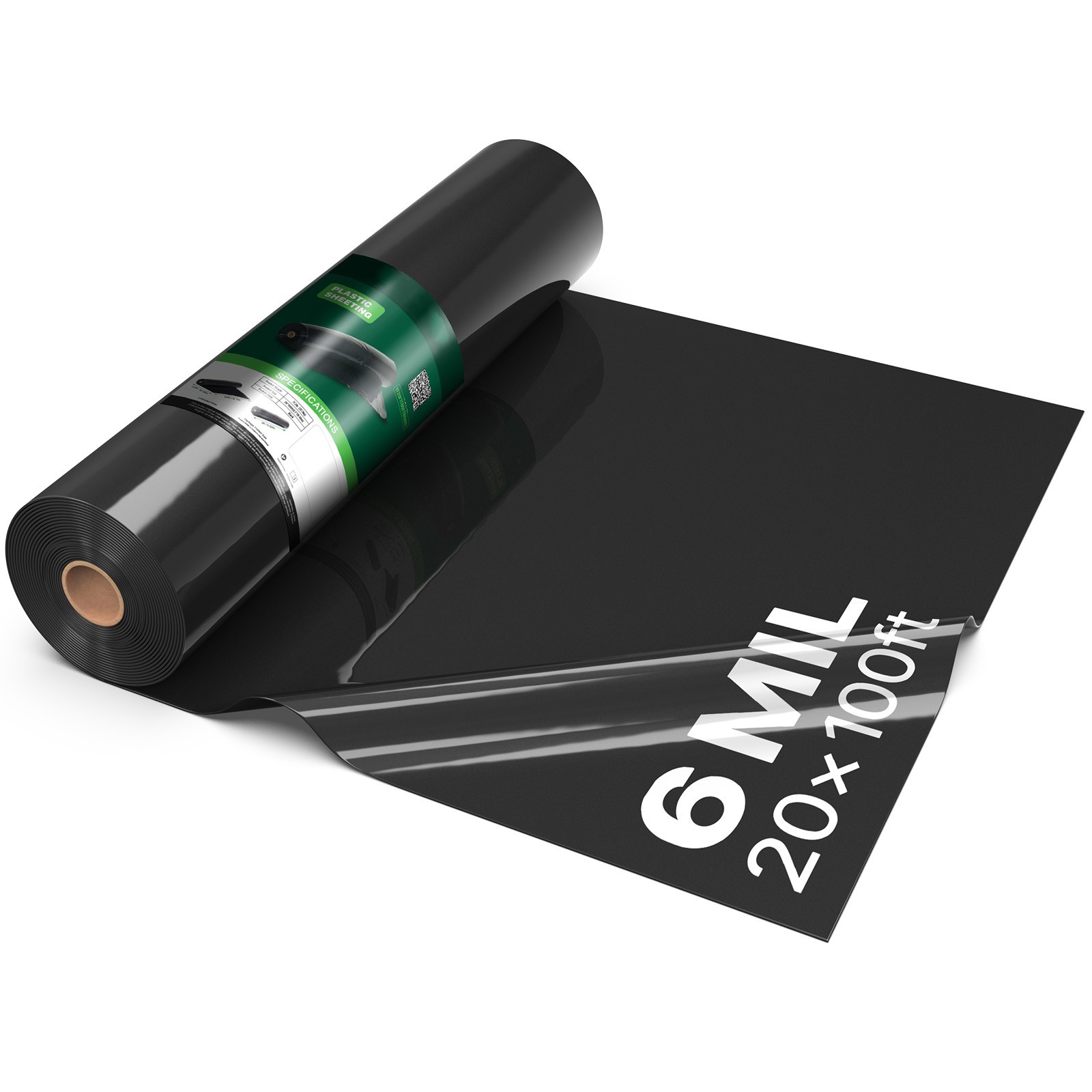 Uimoso 6 Mil Black Plastic Sheeting Roll 20 x 100 ft Durable Polyethylene Film