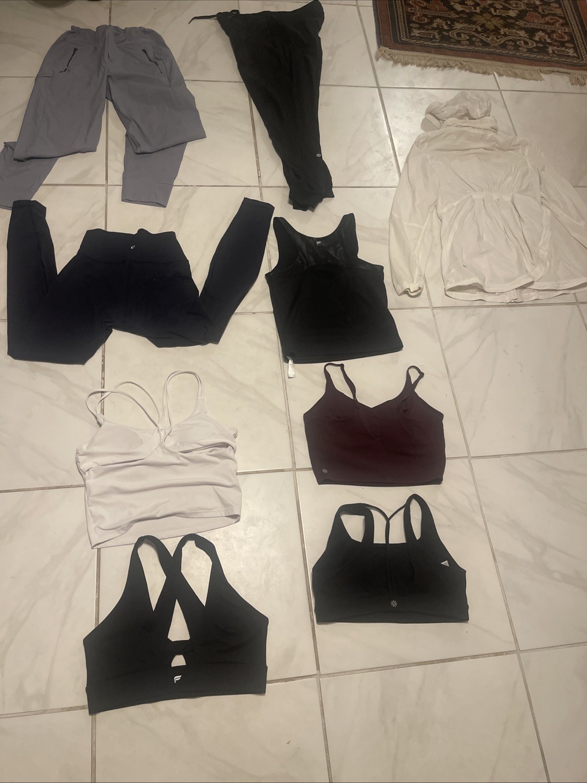 Lot Of Lululemon Athleta Fabletics Bundle Of 9 Items Bras Tops Pants Various  Sz