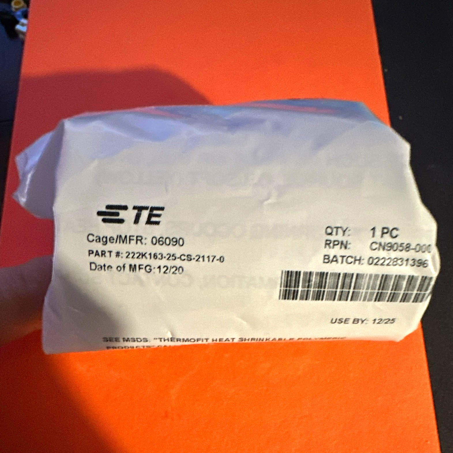 TE Raychem 222K163-25-CS-2117-0 Boot