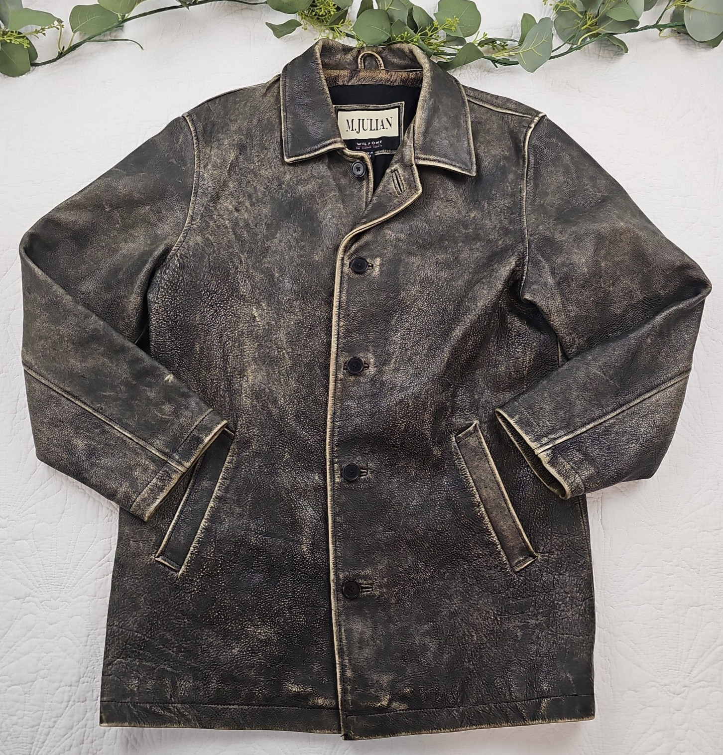 VTG M Julian Dean Winchester Supernatural Gray Distressed Leather Coat Size S VTG M Julian Dean Winchester Supernatural Gray Distressed Leather Coat Size S