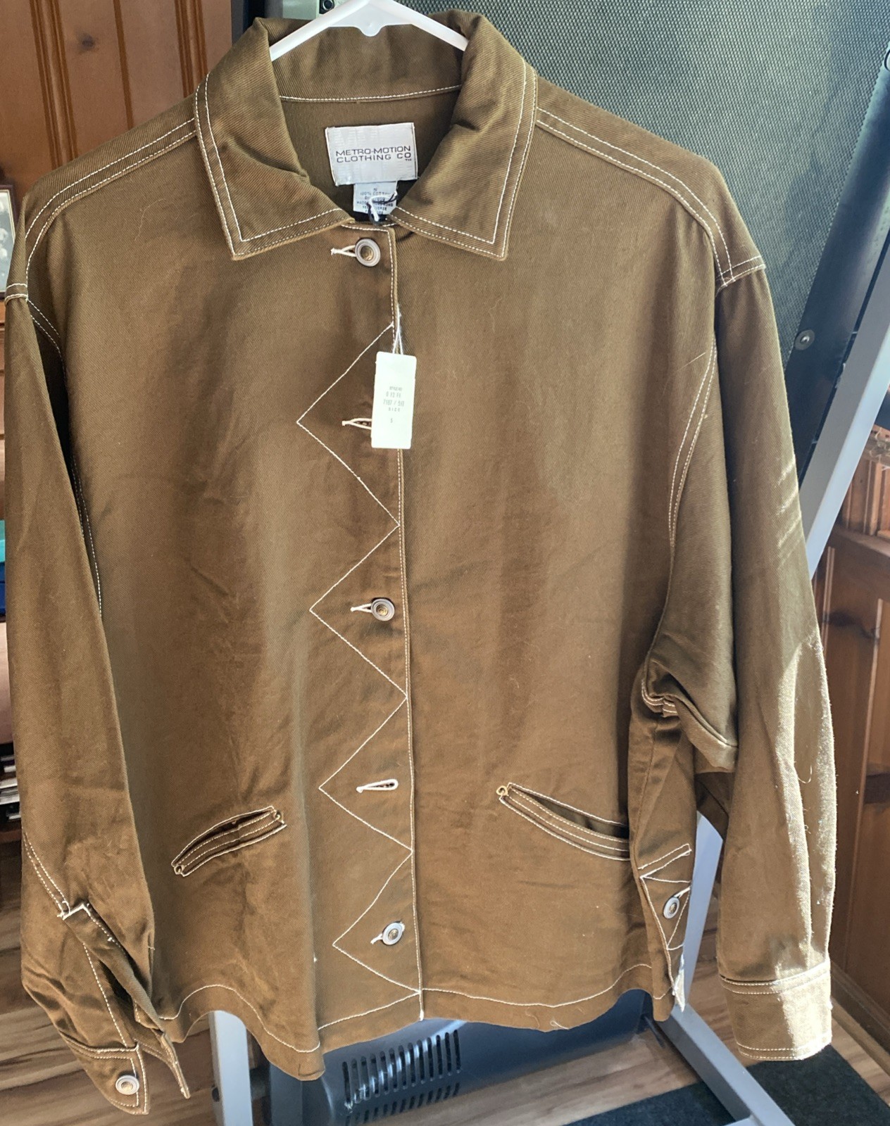 Vintage Metro Motion Clothing Co. Small Long Sleeve 100% Cotton/ Beaded On Back