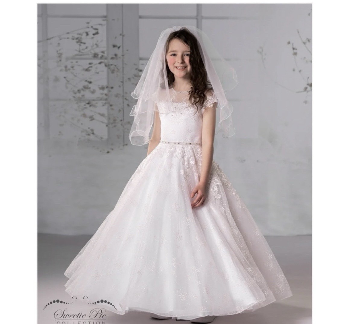 Sweetie Pie Collection White Lace Dress 4097T Size 7 First Communion Formal
