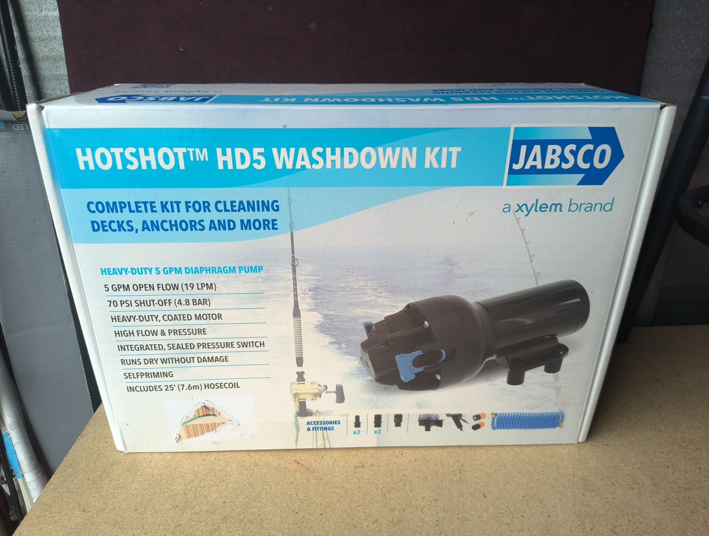 Jabsco Hotshot Hd5 Heavy Duty Washdown Kit With 25\' Hosecoil