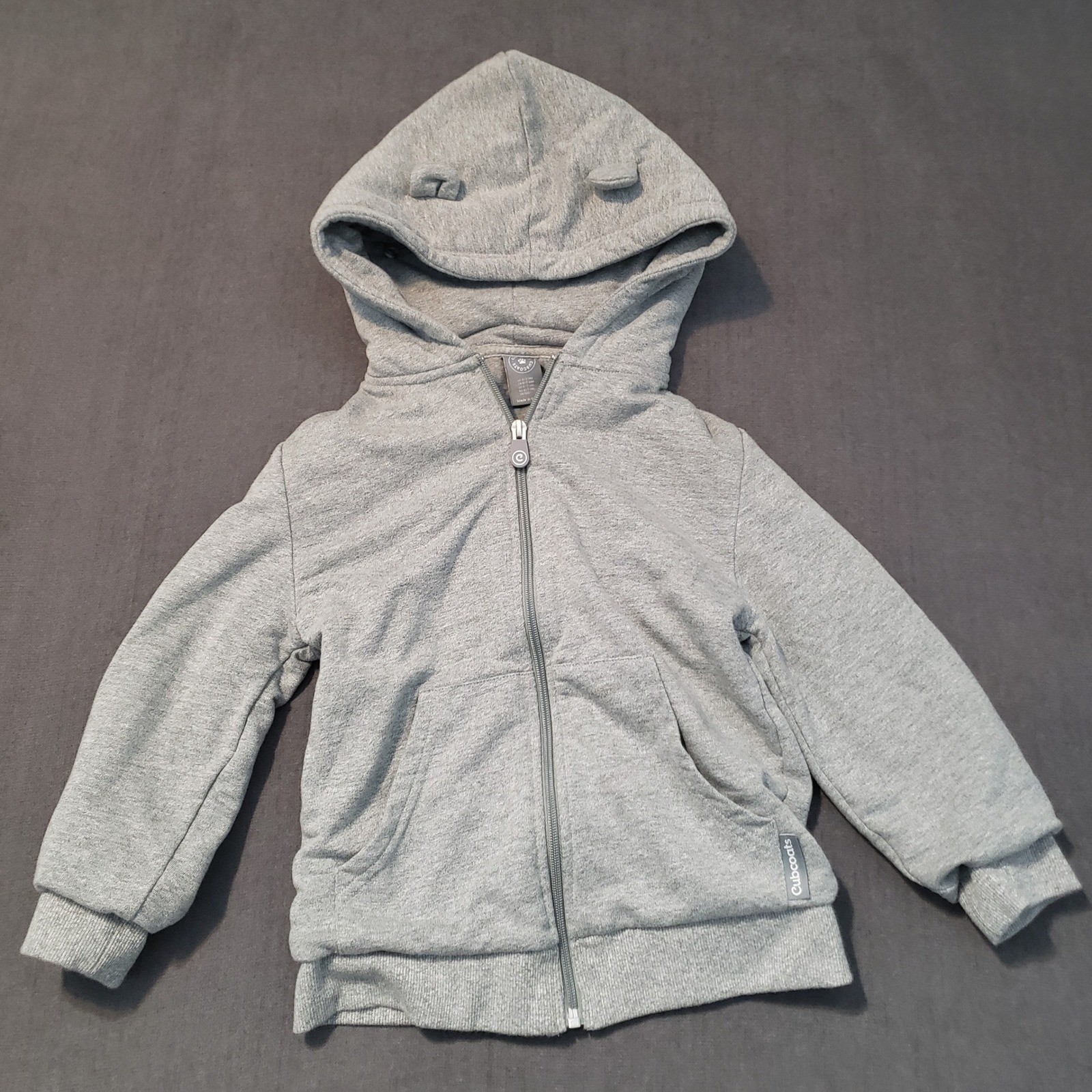 Cubcoats 2-in-1 Hoodie Plush Bear Kids Size 6-7 Grey Marl Zip Up Sweatshirt