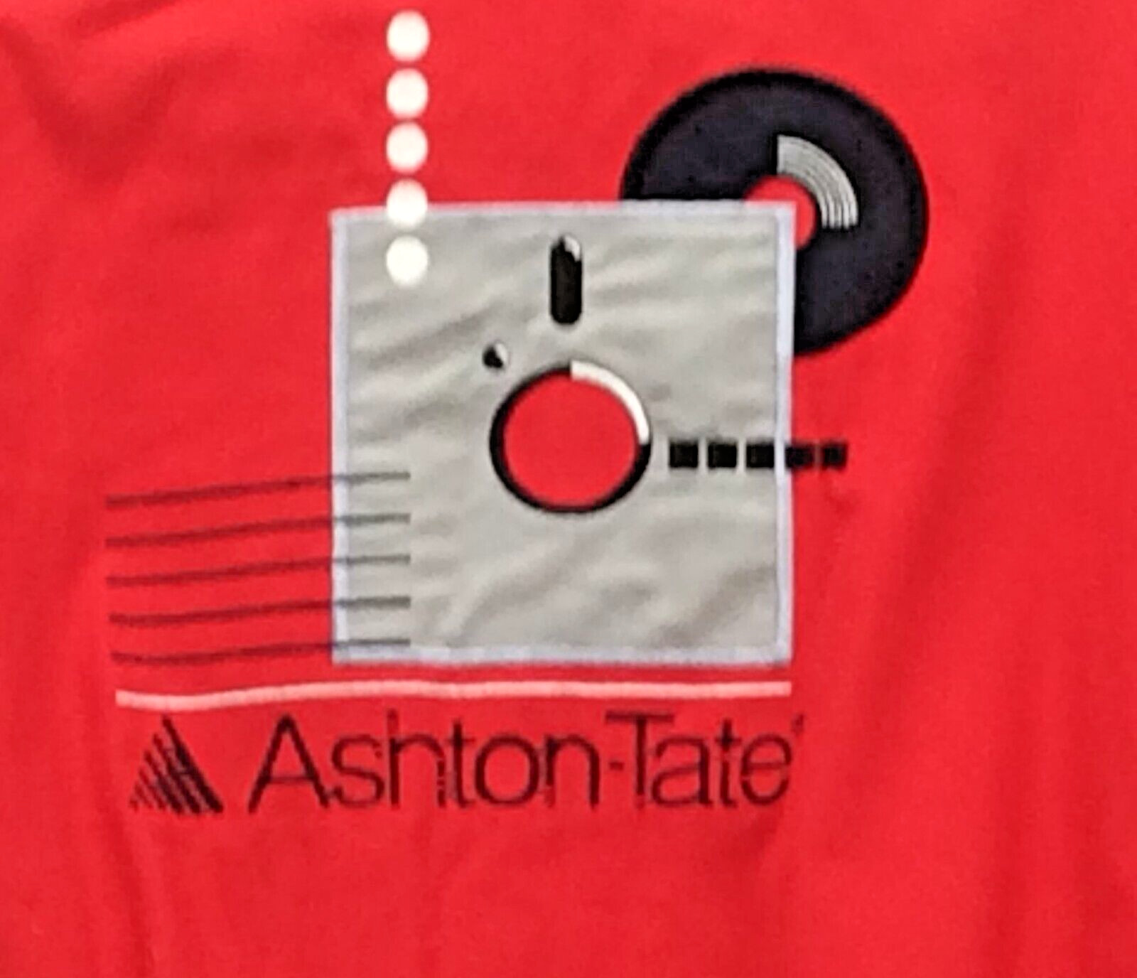 Vintage Ashton Tate Jacket Men L Red Bomber Snap Graphic Embroidery 80\'s Nerd