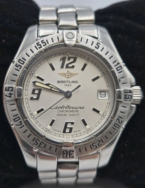 Breitling Colt Oceane 34mm Silver Dial Quartz Chronometre Watch A57350 With Box