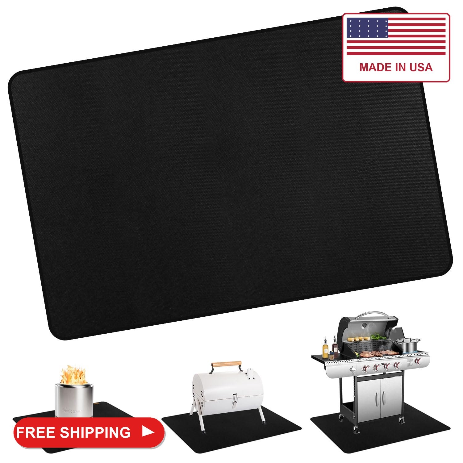 Matace 48x36 Fireproof Grease Mats for Under Outdoor Grill, Large Double-Sided F