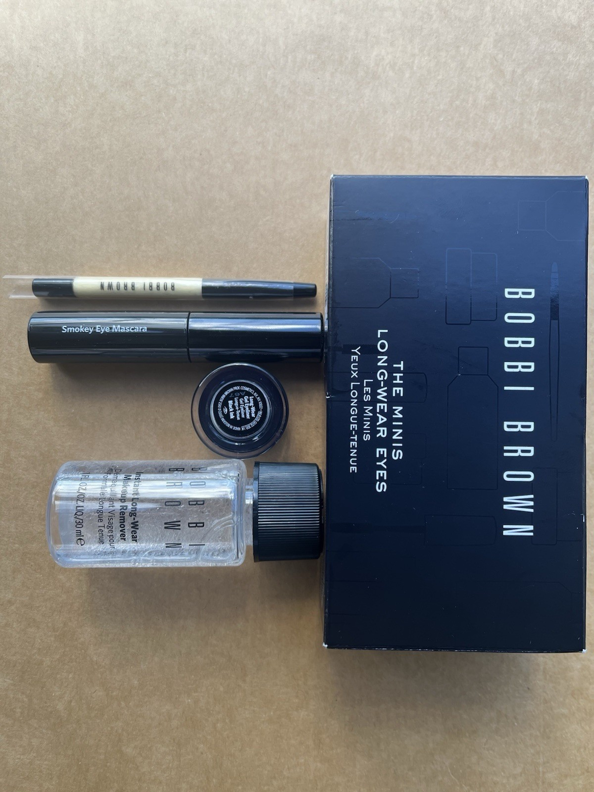 Bobbi Brown The Minis Long-Wear Eyes 4-Pc Set Gel Liner Mascara Remover Brush Bobbi Brown The Minis Long-Wear Eyes 4-Pc Set Gel Liner Mascara Remover Brush