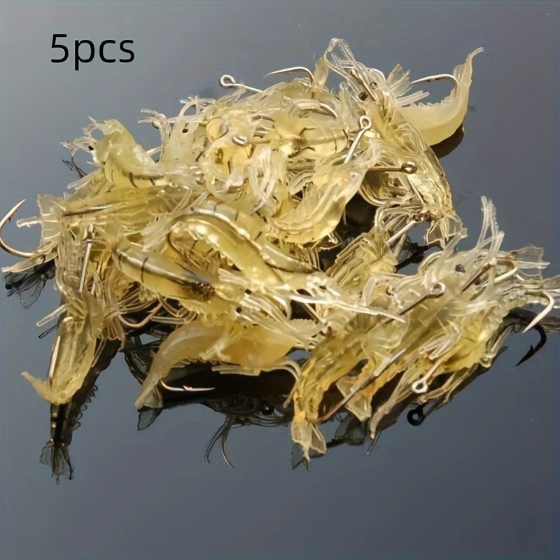 10-100x Soft Shrimp Fishing Lures with Luminous Bait Hooks for Fresh & Saltwater