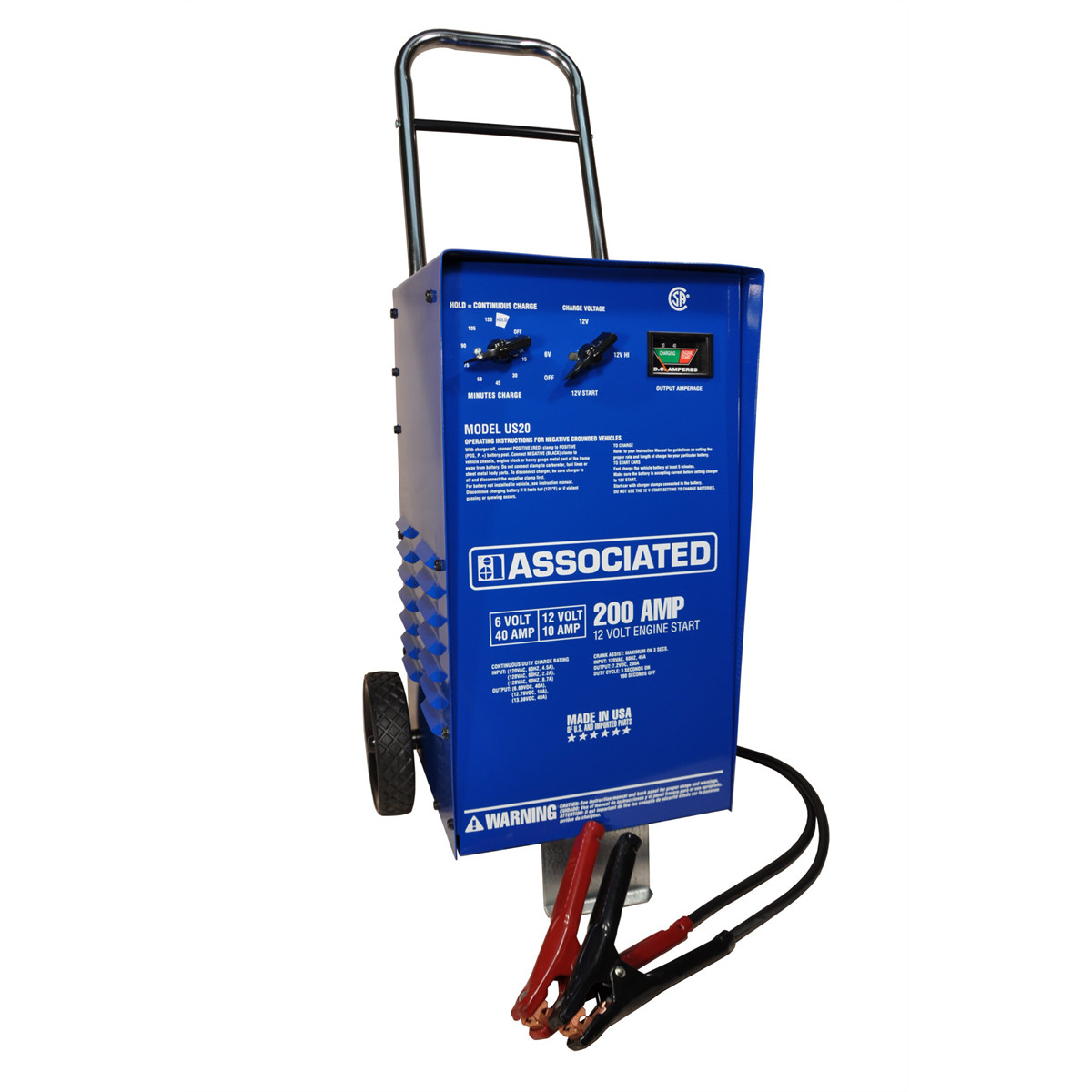 Associated US20 6V/12V 40A/10A Wheel Battery Charger with 200A Engine Start and Associated US20 6V/12V 40A/10A Wheel Battery Charger with 200A Engine Start and