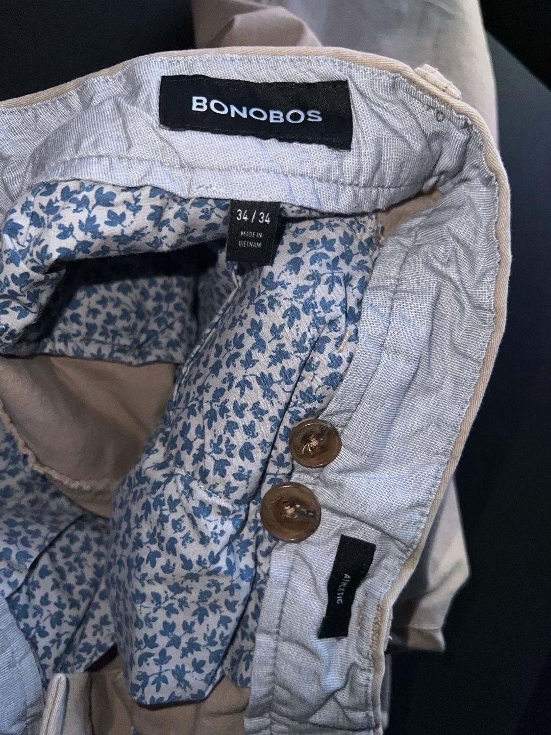 Bonobos Athletic Chino Pants Size 34x34 Beige Cotton Blend Bonobos Athletic Chino Pants Size 34x34 Beige Cotton Blend