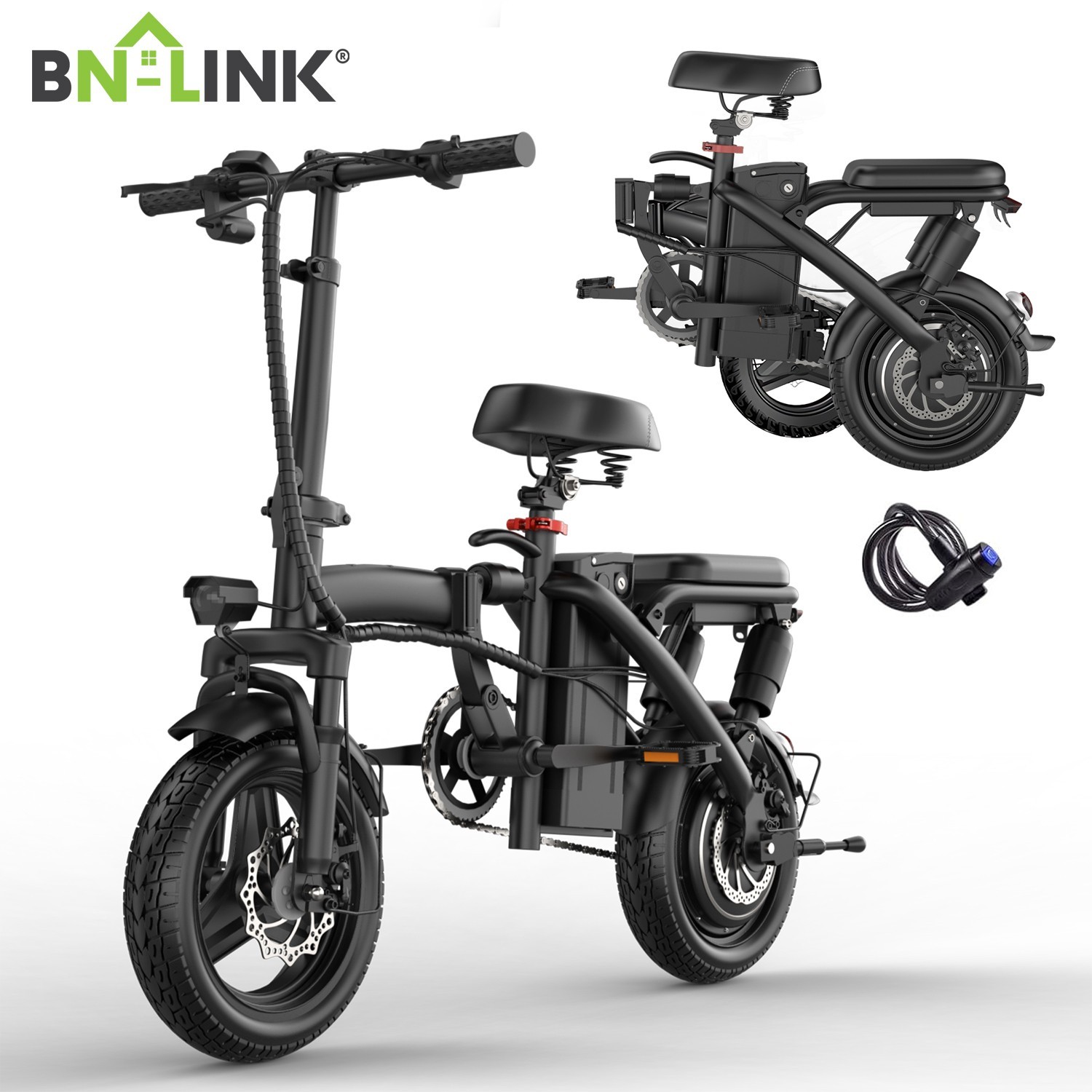 HBN Electric bike for Adults, 48V 6AH Lithium Removable Battery, 500W Foldable