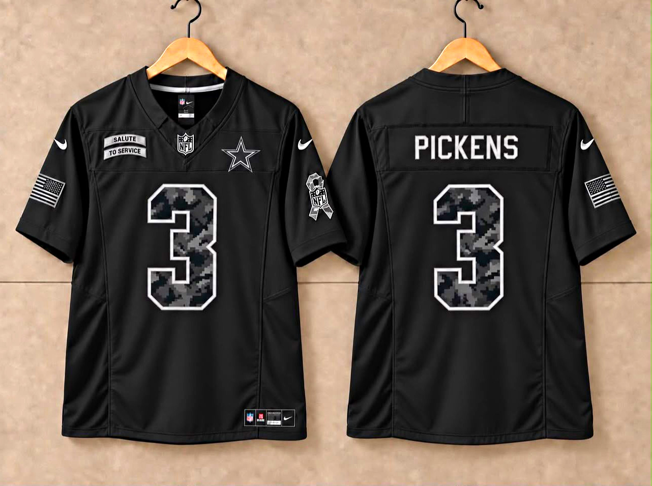 Nike Dallas Cowboys Pickens #3 Salute to Service Football Jersey Black All Sizes