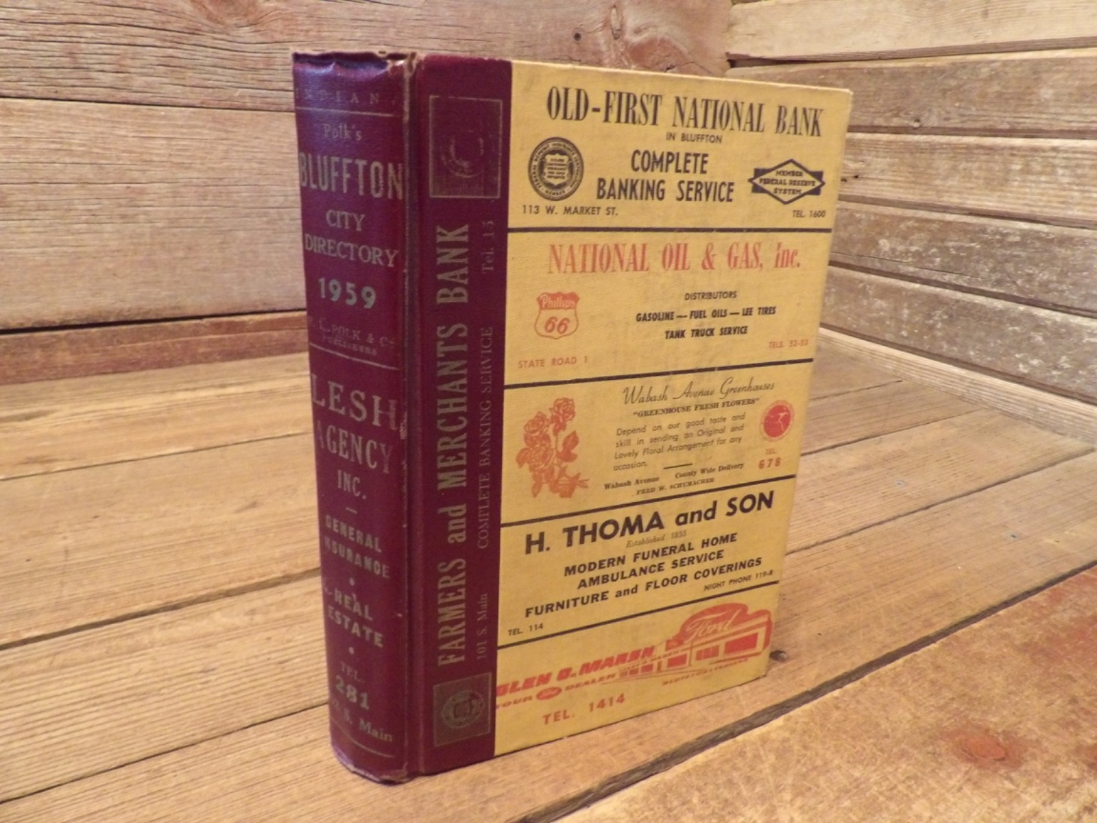 Vintage 1959 By R.L. POLK & CO. BLUFFTON Indiana City Directory Phone Book