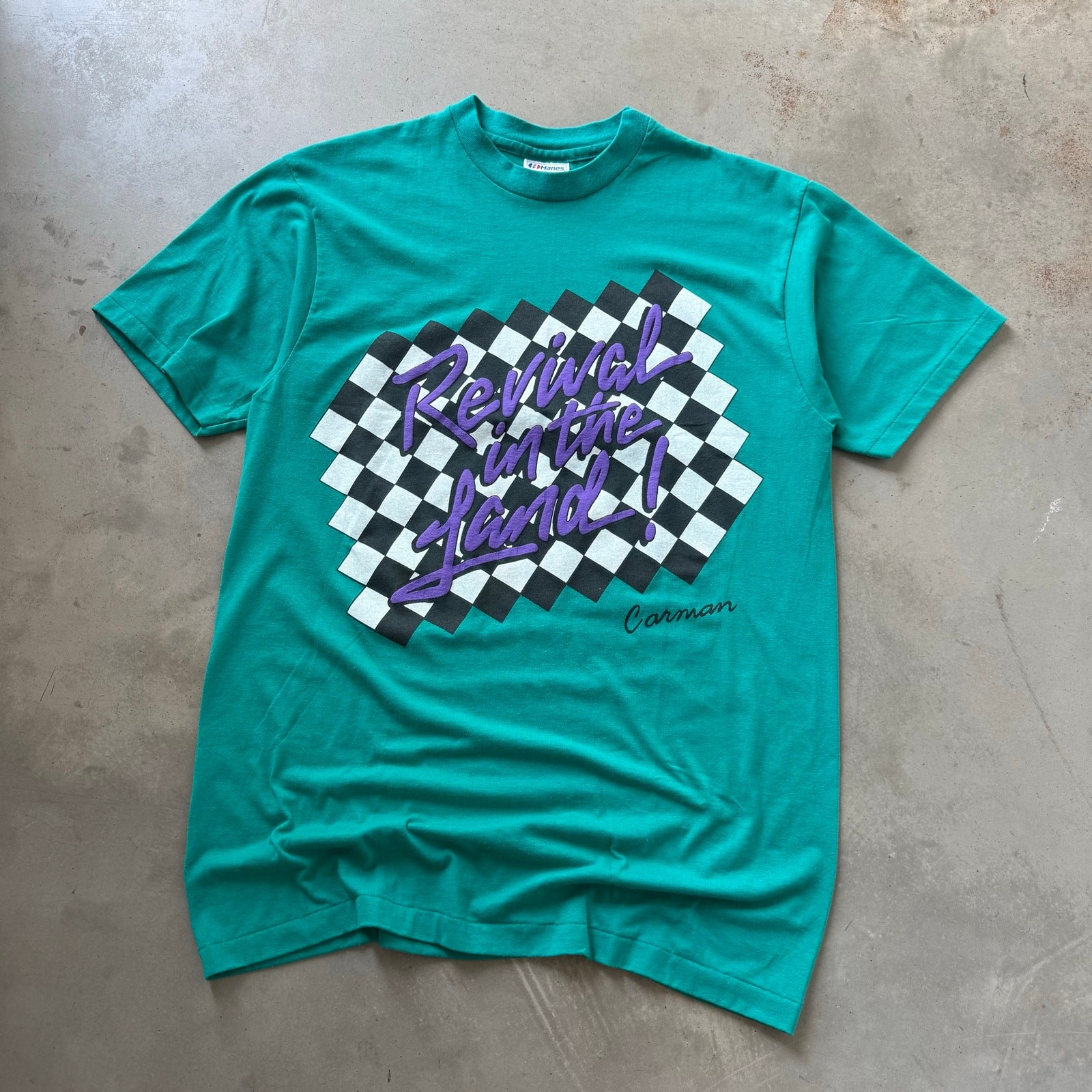 Vintage 90’s Carman Revival In The Land Christian Album Promo T-shirt Size Large Vintage 90’s Carman Revival In The Land Christian Album Promo T-shirt Size Large