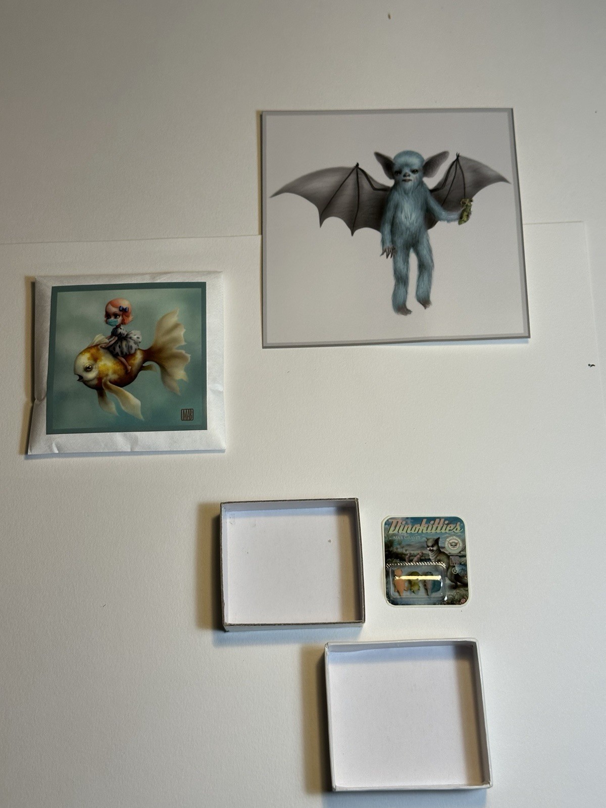 Mab Graves Original Art -Signed- Rare Special Edition Itty Bitty Dinokitty Set