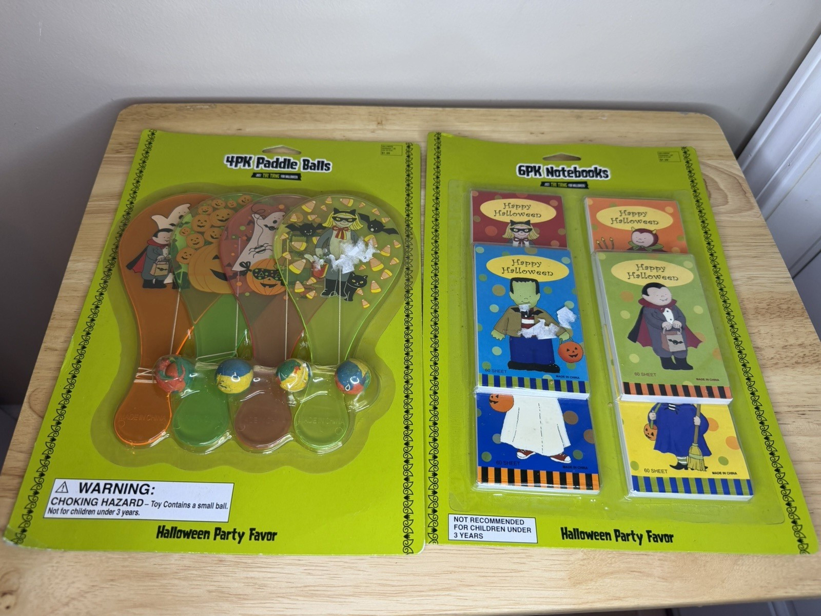 Vintage 2004 Target Halloween Party Favors Lot - Paddle Balls & Mini Notebooks N