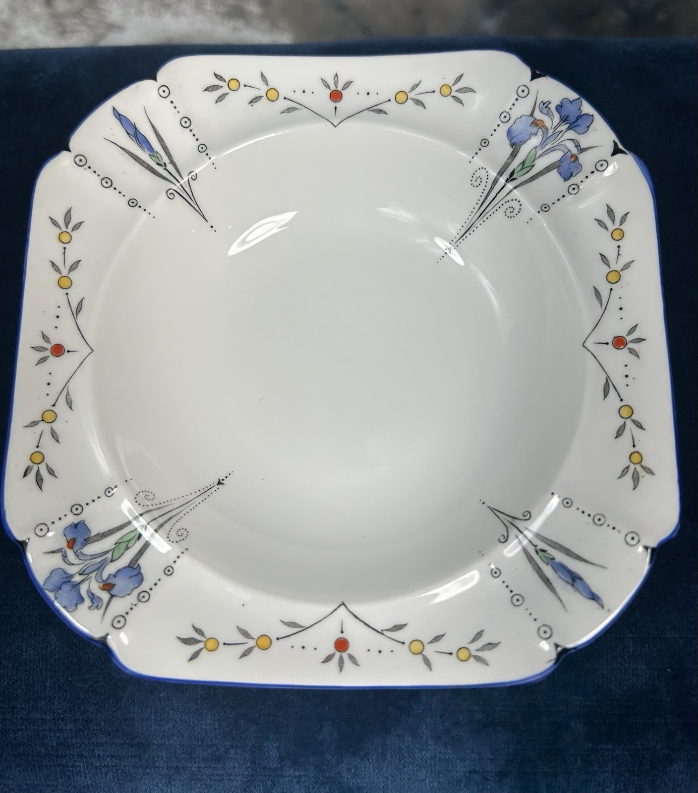 Shelley Queen Anne Blue Iris Set of 2 Cereal Bowls Made In England