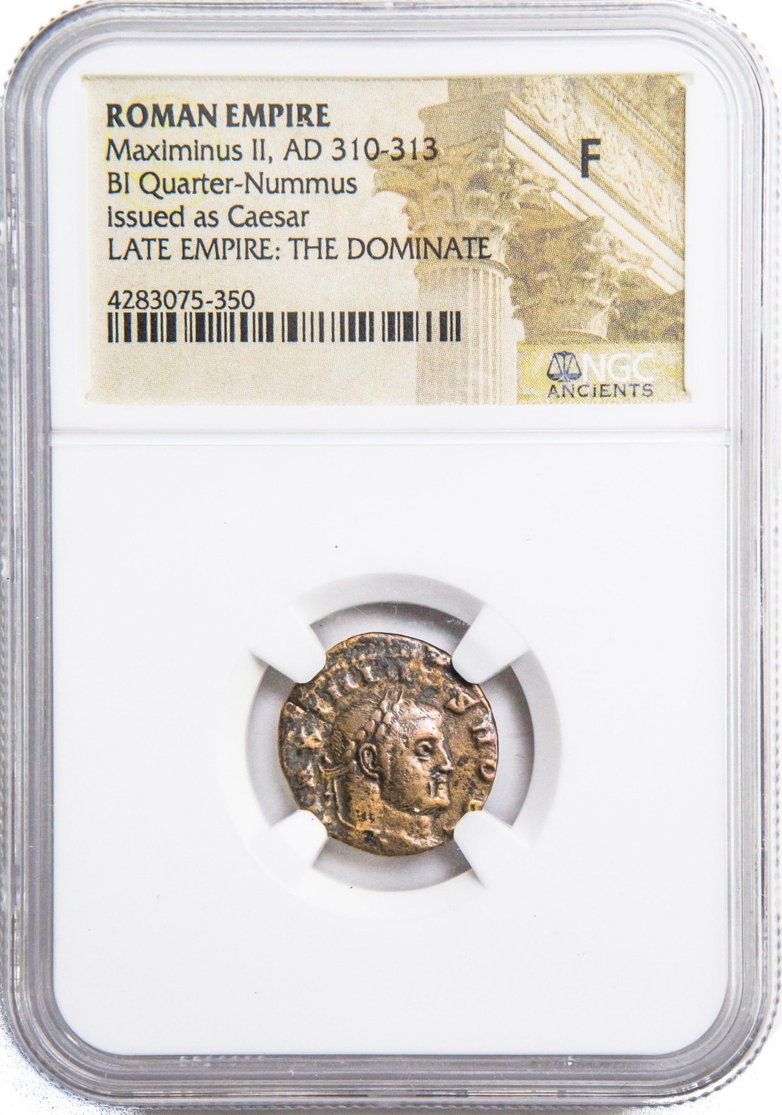 NGC F Bronze Roman Coin 311-313 AD Maximinus II Ancient